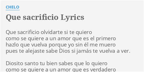 que sacrificio lyrics|chelo que sacrificio lyrics.